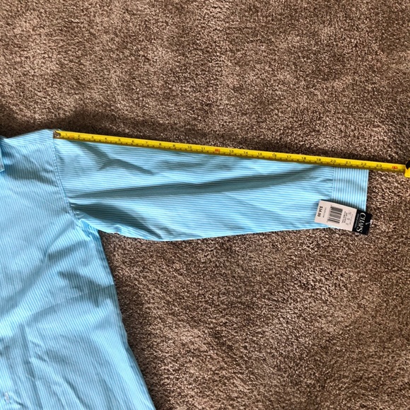 NWT Chaps SZ 14-16 teal  stripe Dress shirt - Picture 8 of 8